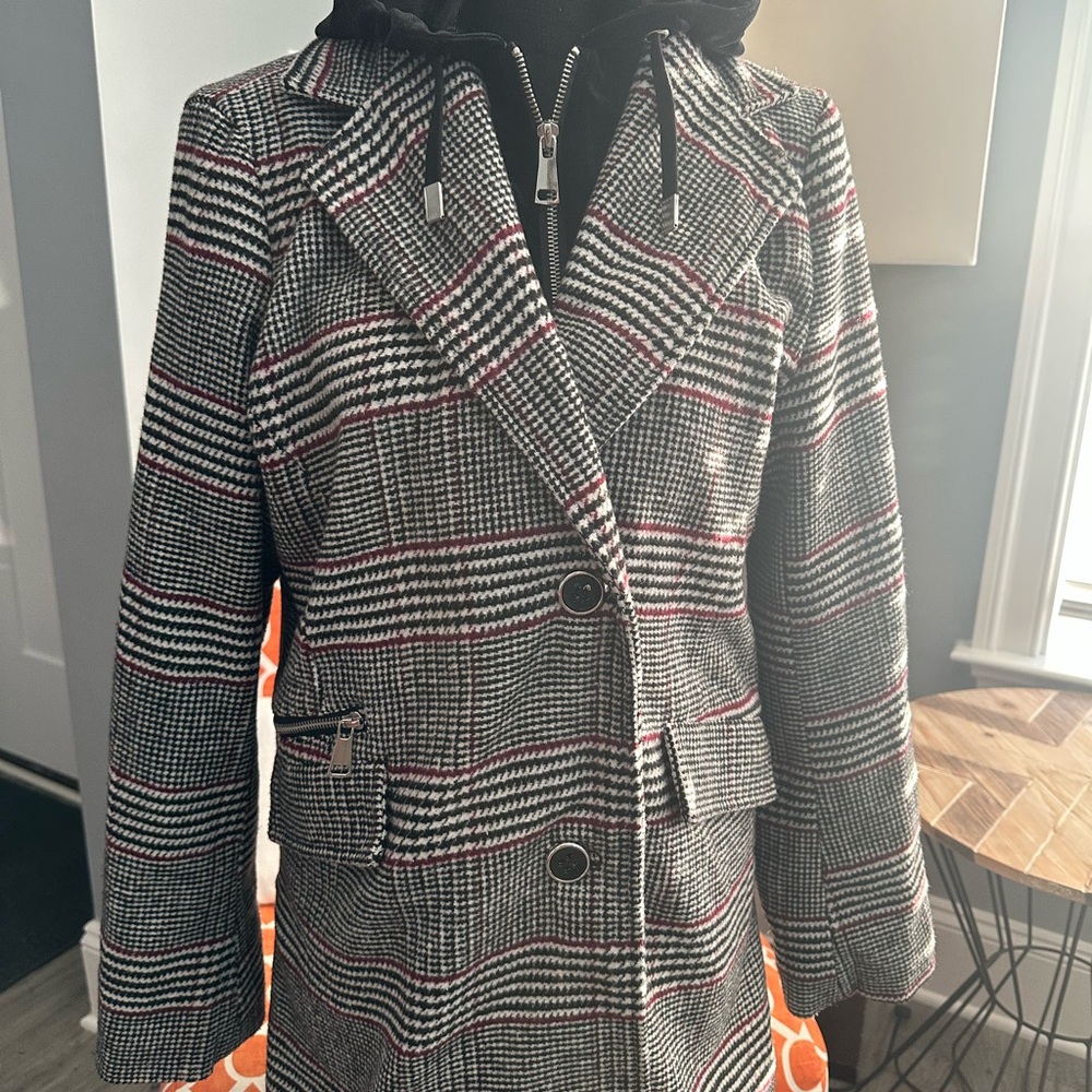 Venus Women's Plaid Blazer w/ Velour Hoodie/Bib